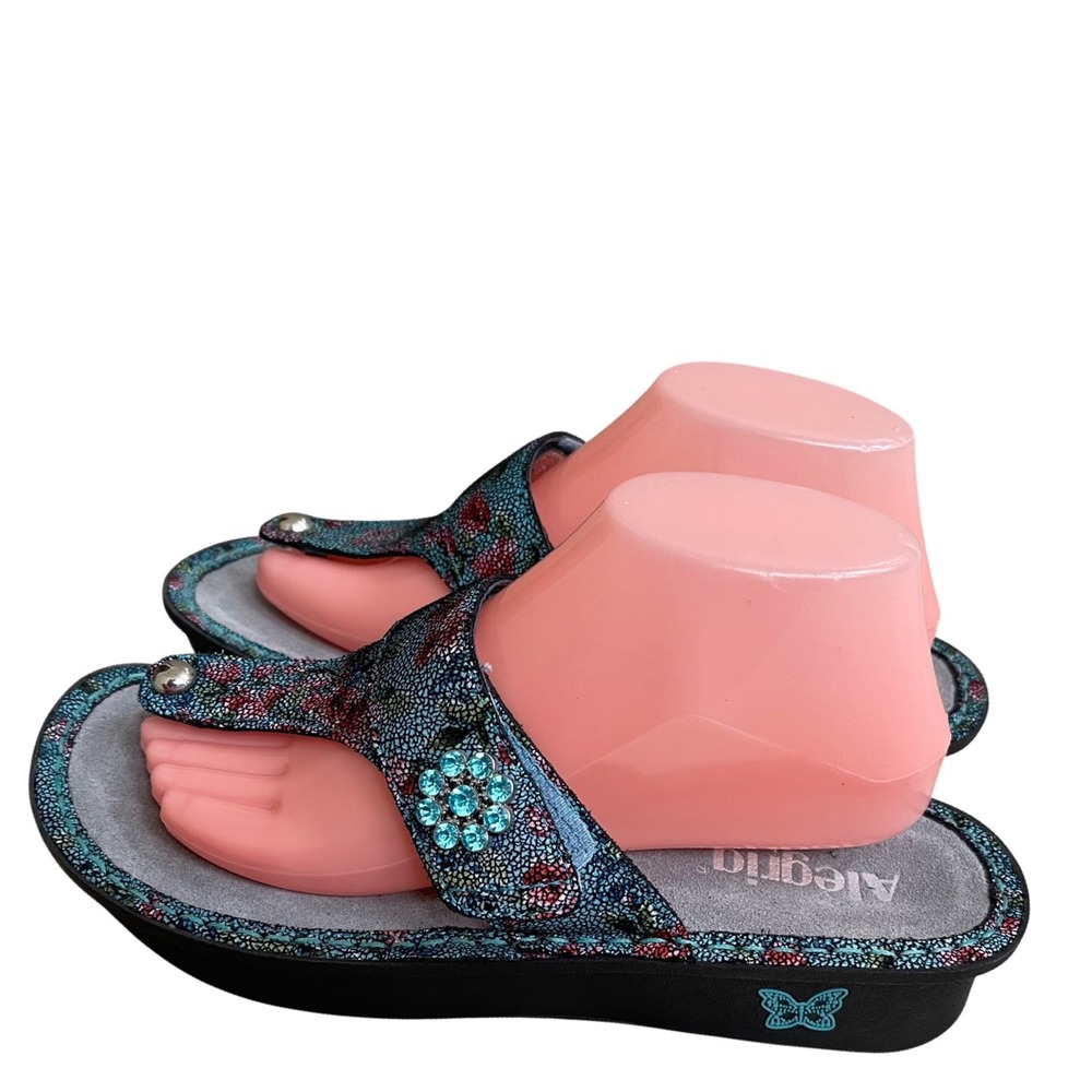 Alegria‎ Carina Womens Floral Leather Thong Sandals USA Sz  9.5-10  40 used 1 X